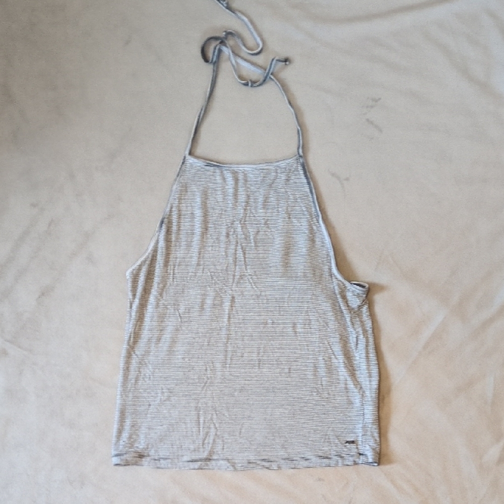 Striped Black and White Halter Top
